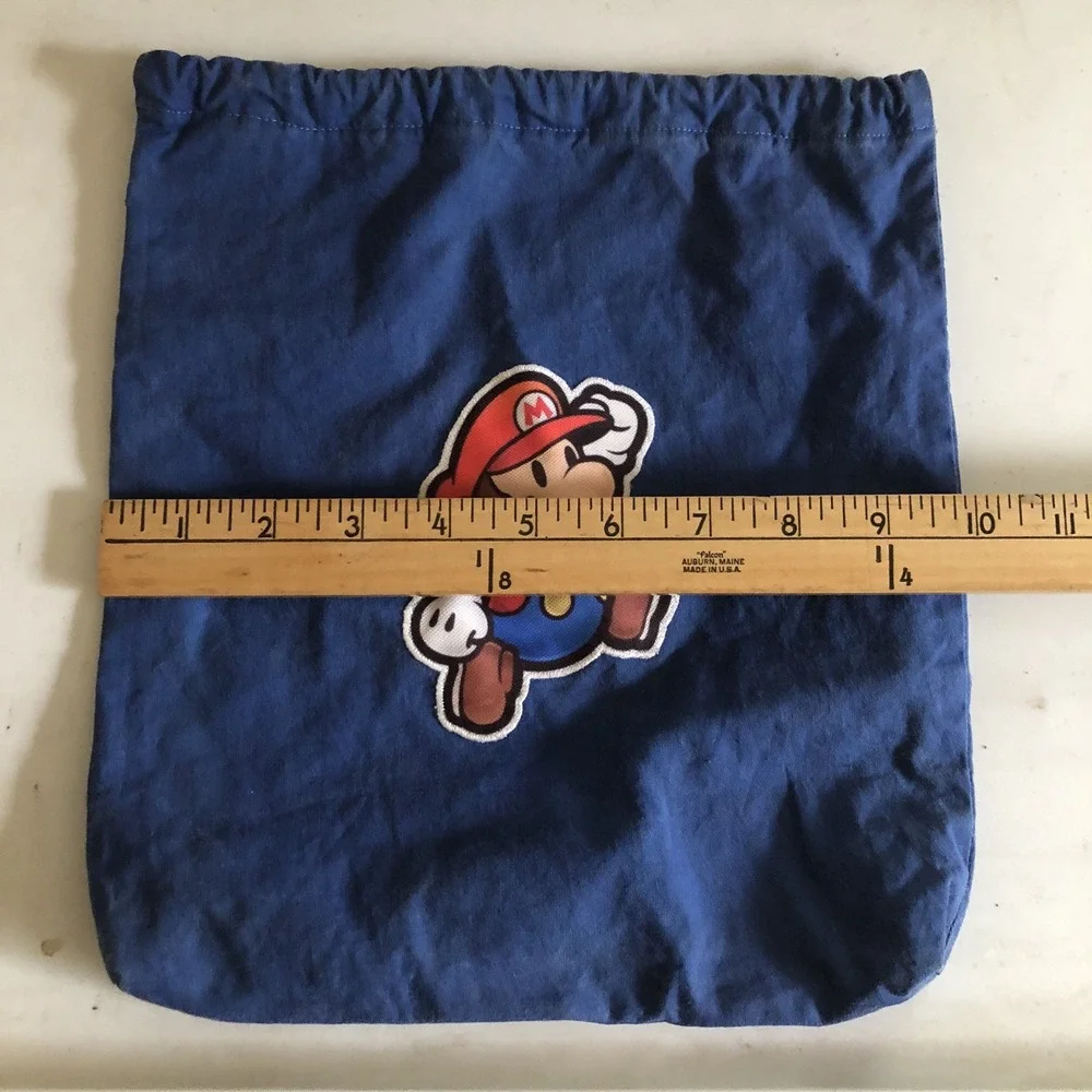 Super Mario Brothers Handmade Drawstring Bag 10 3/4x 9 3/4